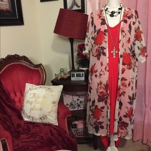 HighLow Maxi Ruched Dress w/ pockets (3X) & Kimono